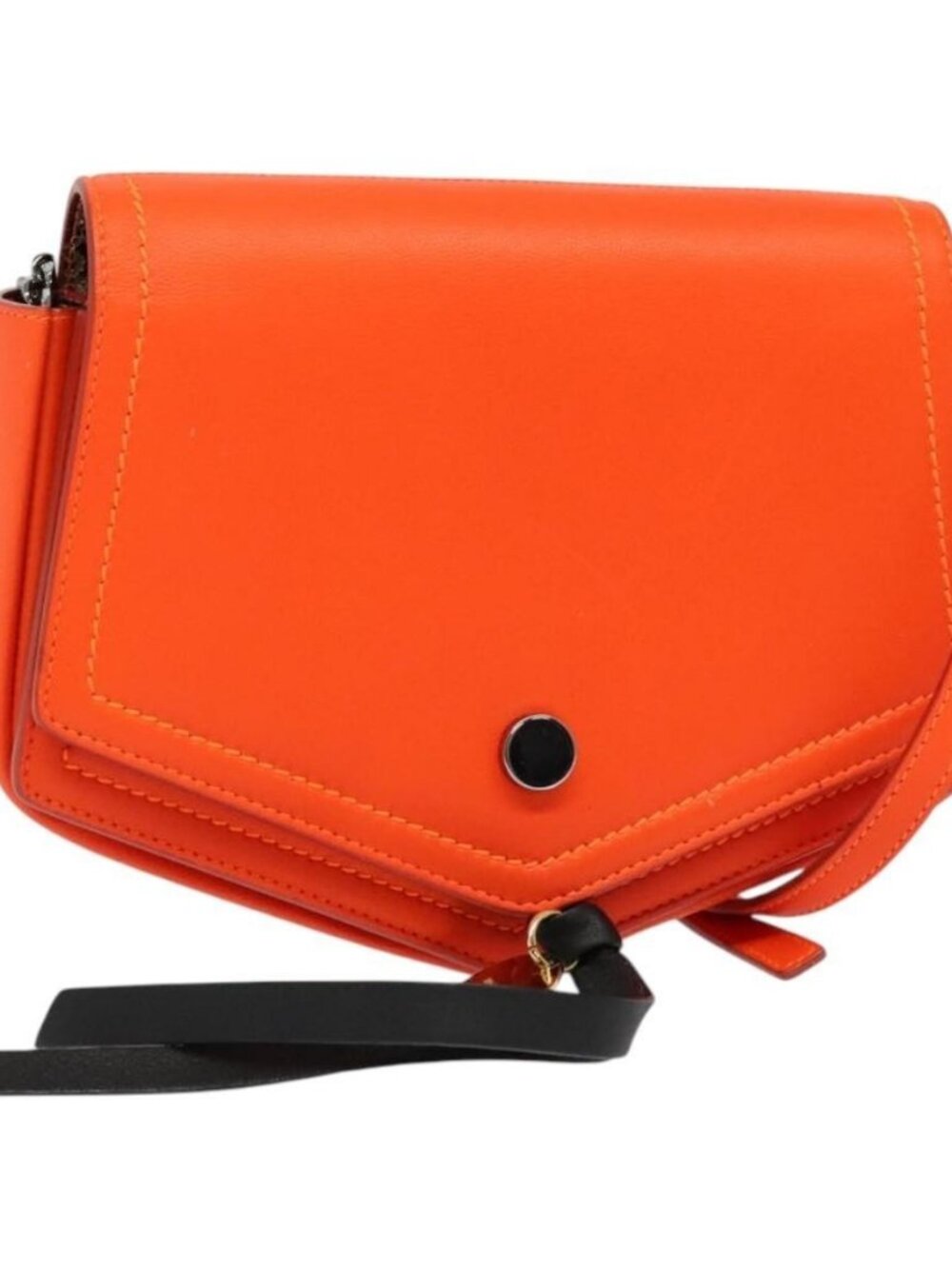 Authentic Jimmy Choo Shoulder Bag Leather Orange Silver